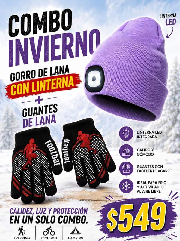 Gorra con linterna + guantes